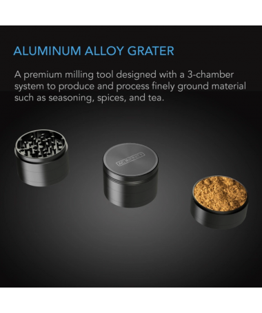 AC Infinity 3-chamber metal grinder, black, 6.25 cm diameter | premium - 2