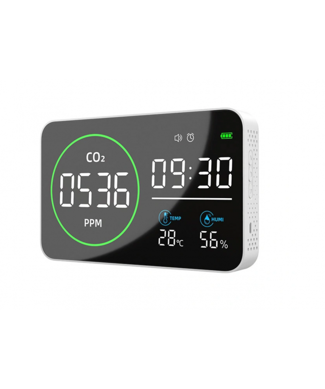 4-in-1-CO₂-Monitor – Messgerät für CO₂, Temperatur und Luftfeuchtigkeit, Wetterstation