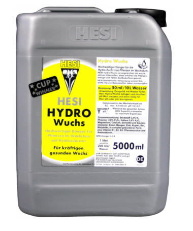 Hesi Hydro Growth 5 l – Dünger für die Wachstumsphase in der Hydrokultur – 1 – Hydro Growth enthält entsprechend mehr Stickstoff Hesi Hydro Growth 5 l – Dünger für die Wachstumsphase in der Hydrokultur – 1 – Hydro Growth enthält entsprechend mehr Stickstoff