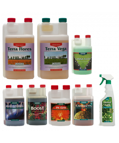 Canna Terra Starter Kit für Wachstum und Blüte+ Canna Cure + Canna Flush für Erde - 1