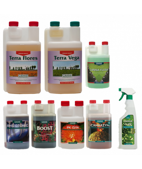 Canna Terra Starter Kit für Wachstum und Blüte+ Canna Cure + Canna Flush für Erde - 1