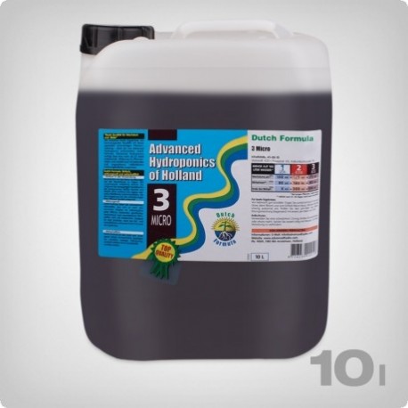 DUTCH FORMULA 3 MICRO 10L SUPPLEMENTAL FERTILIZER - ADVANCED HYDROPONICS OF HOLLAND