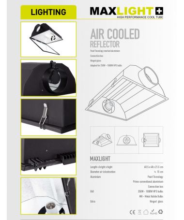 REFLECTOR, VENTILATED REFLECTOR - MAXLIGHT, 60.5x48xh21.5cm, CONNECTION fi-150mm, REFLECTIBILITY 97%, Pearl Technology - 2