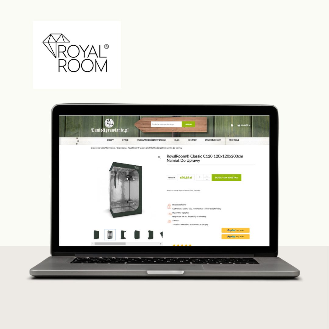 Namiot uprawowy RoyalRoom — growbox do uprawy roślin